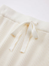 Ivory Glow Drawstring Ribbed Long Skirt